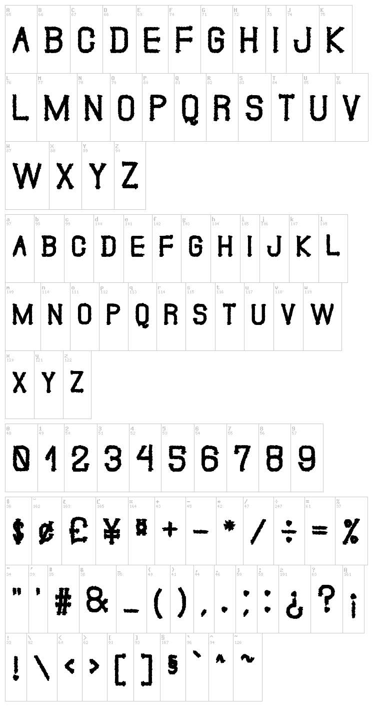 The Guns Smoke St font map